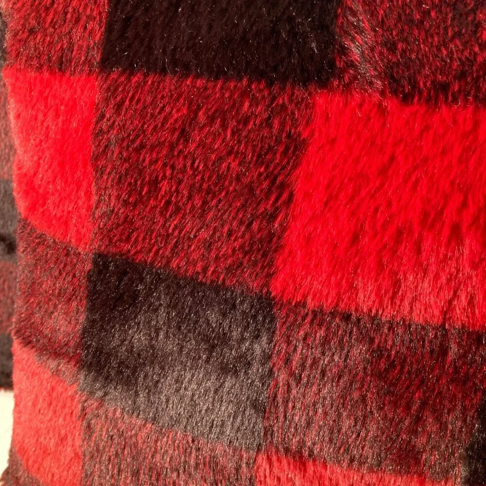2 Milli Home Lumberjack Faux Fur‎ Plaid Buffalo Check Pillows 23